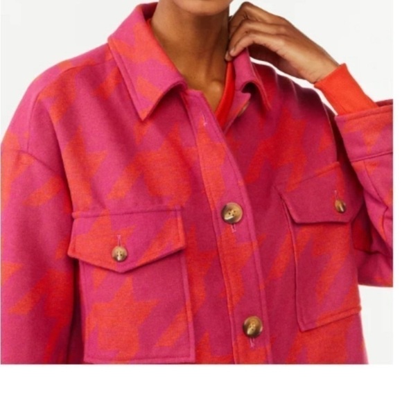 Scoop Oversized Shacket Large 12-14 Orange Pink Multi - Picture 3 of 8